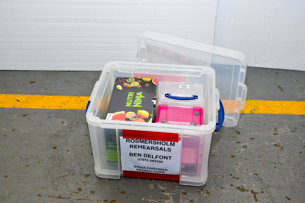 Box of Rehearsal/Dressing Room Misc. (Tuppaware and a Nutri-Ninja!)